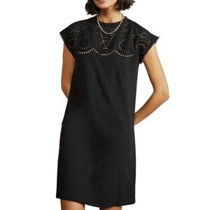 Boden Black Eyelet Mini Sheath Dress 100% Cotton.